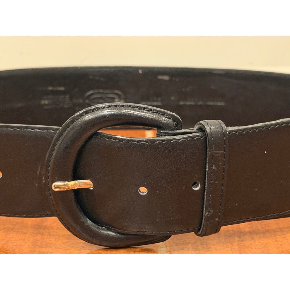 Charter Club Wide Black Leather Fashion Belt Women's Size Large - Picture 2 of 9